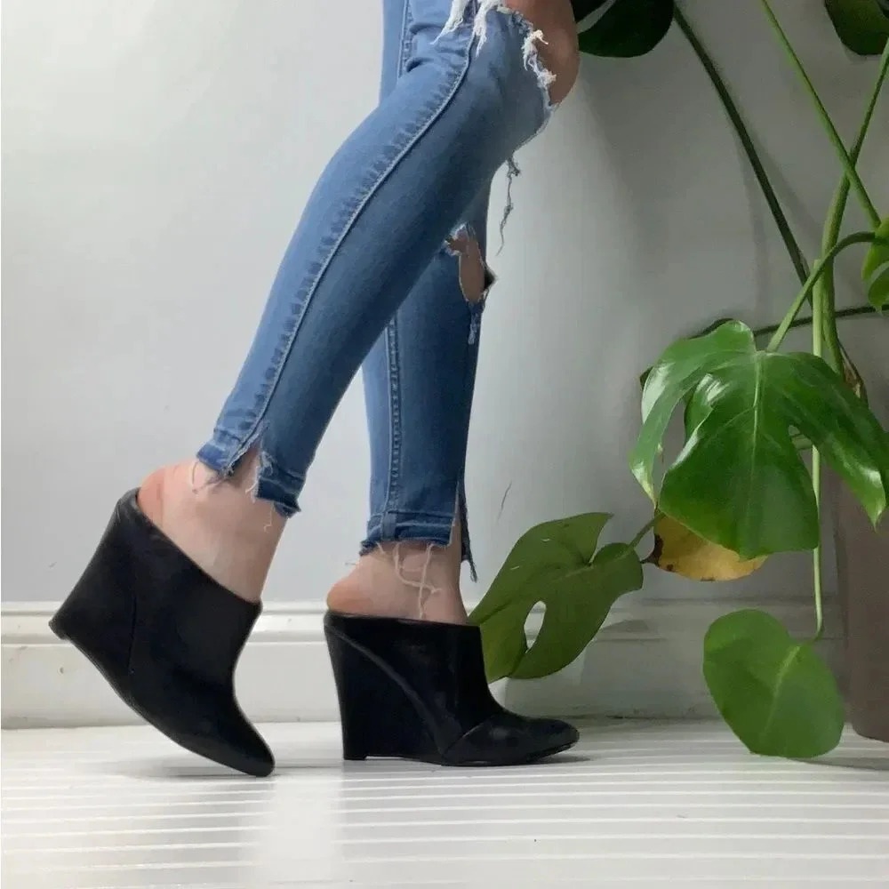 Charles Jourdon Elegant Black Wedge Mules